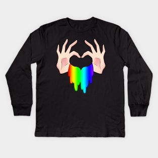 Gay Pride LGBT Rainbow Flag Heart Unity Kids Long Sleeve T-Shirt